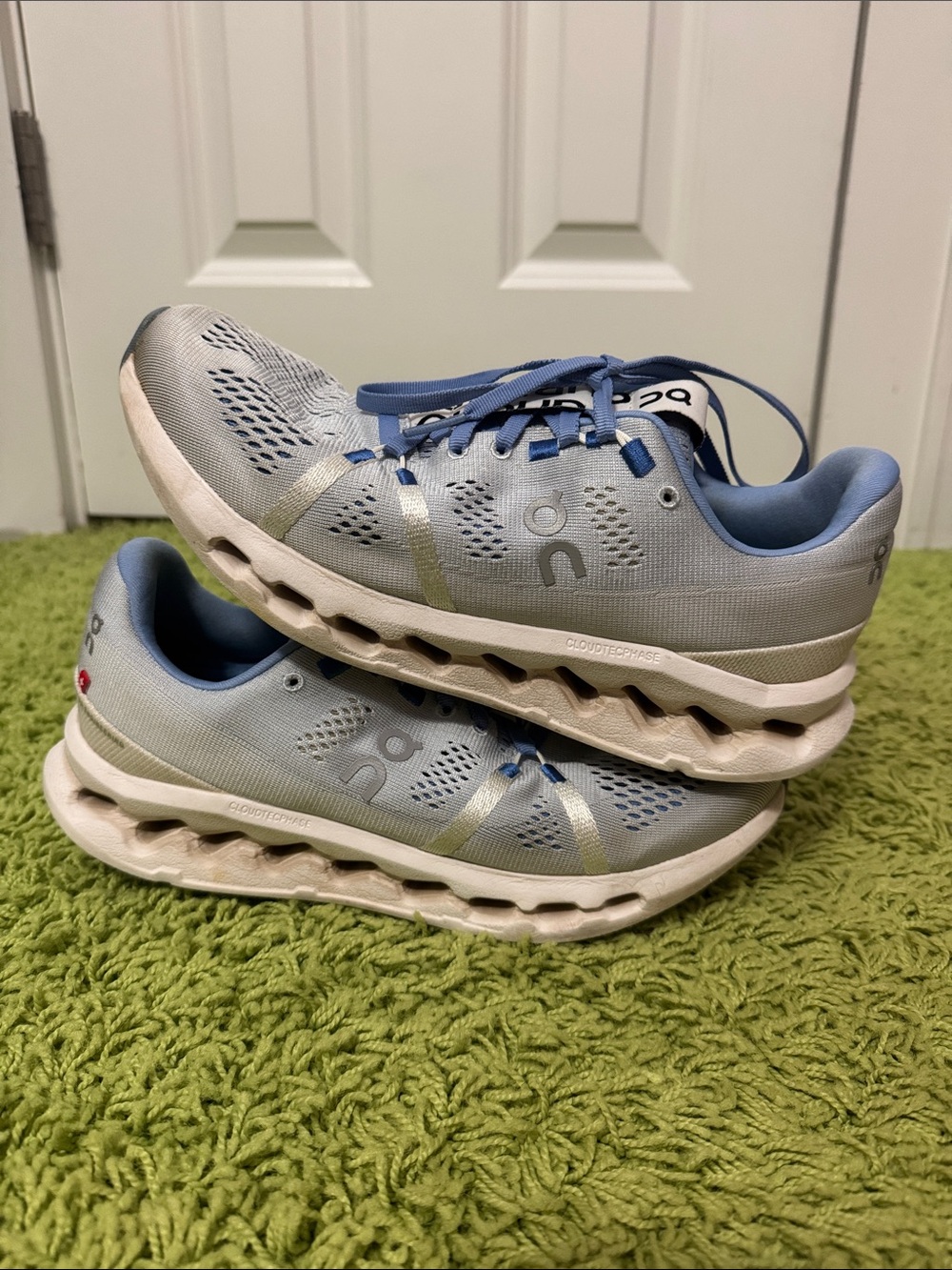 On CloudSurfer Women's Running Sneakers in Light Blue